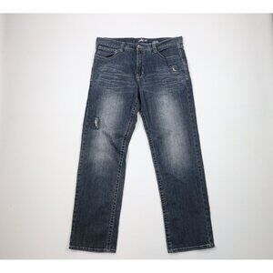 Vintage Pelle Pelle Mens 36x34 Thick Stitch Studded Wide Leg Baggy Denim Jeans